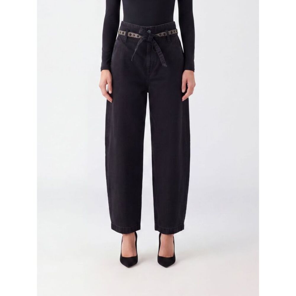 Liu Jo Women High-Waisted Wide-Leg Cotton Trousers Liu Jo With Belt